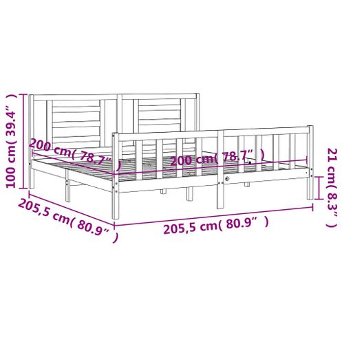 Cadre De Lit Sans Matelas Blanc 200x200 Cm Bois Massif De Pin
