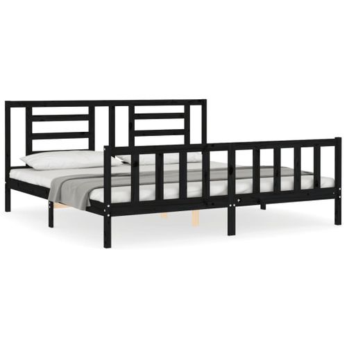 Cadre De Lit Sans Matelas Noir 200x200 Cm Bois Massif De Pin