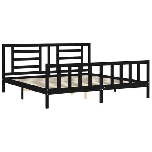 Cadre De Lit Sans Matelas Noir 200x200 Cm Bois Massif De Pin
