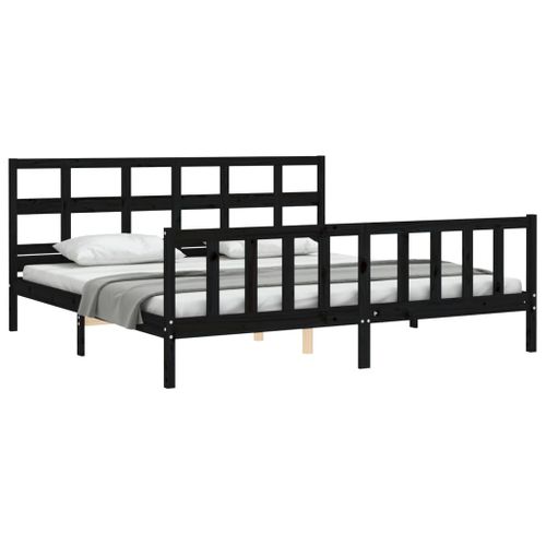 Cadre De Lit Sans Matelas Noir 200x200 Cm Bois Massif De Pin