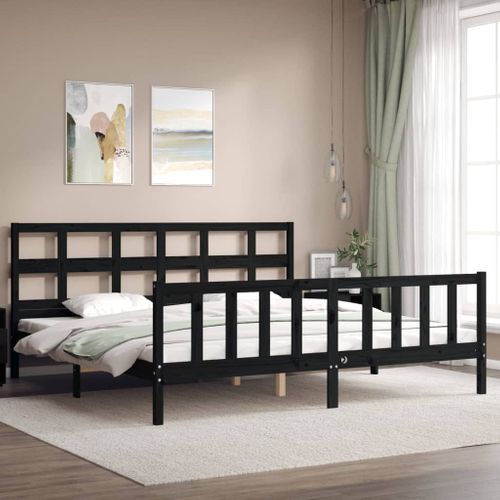 Cadre De Lit Sans Matelas Noir 200x200 Cm Bois Massif De Pin