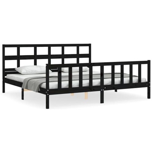 Cadre De Lit Sans Matelas Noir 200x200 Cm Bois Massif De Pin