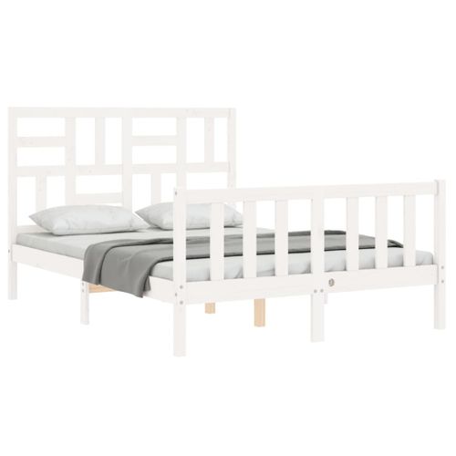 Cadre De Lit Sans Matelas Blanc 140x190 Cm Bois De Pin Massif