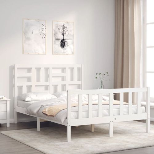 Cadre De Lit Sans Matelas Blanc 140x190 Cm Bois De Pin Massif