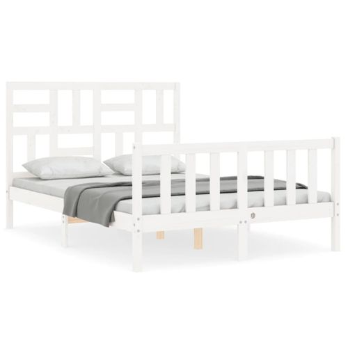 Cadre De Lit Sans Matelas Blanc 140x190 Cm Bois De Pin Massif