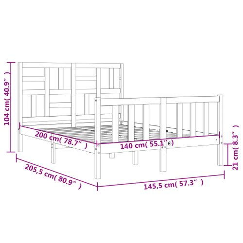 Cadre De Lit Sans Matelas 140x200 Cm Bois Massif De Pin