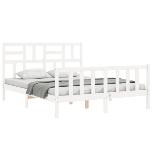 Cadre De Lit Sans Matelas Blanc 160x200 Cm Bois De Pin Massif