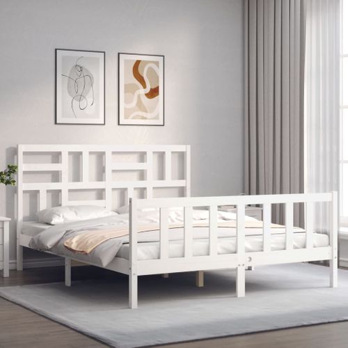 Cadre De Lit Sans Matelas Blanc 160x200 Cm Bois De Pin Massif
