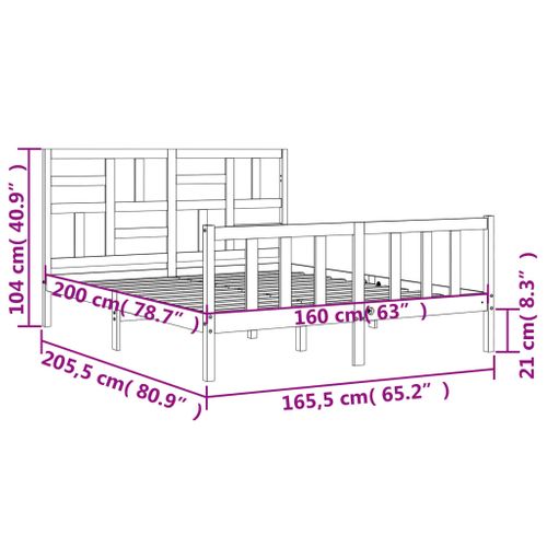 Cadre De Lit Sans Matelas Blanc 160x200 Cm Bois De Pin Massif