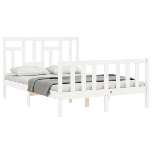 Cadre De Lit Sans Matelas Blanc 140x200 Cm Bois De Pin Massif