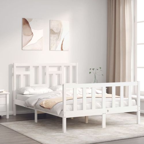 Cadre De Lit Sans Matelas Blanc 140x200 Cm Bois De Pin Massif