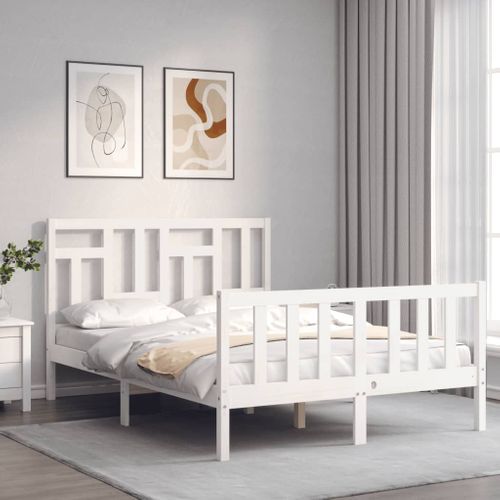 Cadre De Lit Sans Matelas Blanc 140x200 Cm Bois De Pin Massif