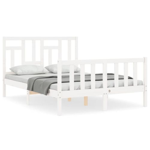 Cadre De Lit Sans Matelas Blanc 140x200 Cm Bois De Pin Massif