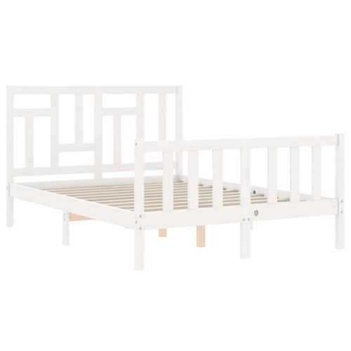 Cadre De Lit Sans Matelas Blanc 140x200 Cm Bois De Pin Massif
