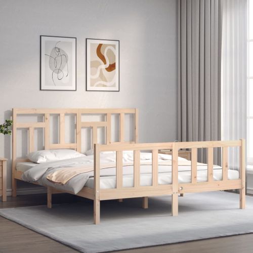Cadre De Lit Sans Matelas 160x200 Cm Bois Massif De Pin