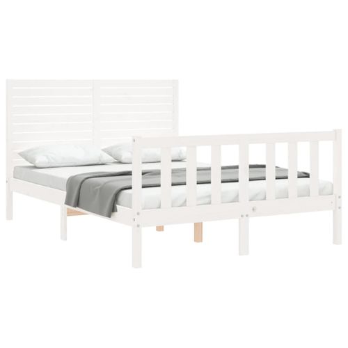 Cadre De Lit Sans Matelas Blanc 120x200 Cm Bois De Pin Massif