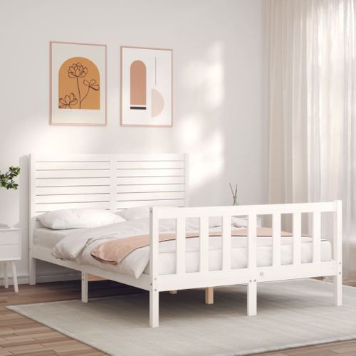 Cadre De Lit Sans Matelas Blanc 120x200 Cm Bois De Pin Massif