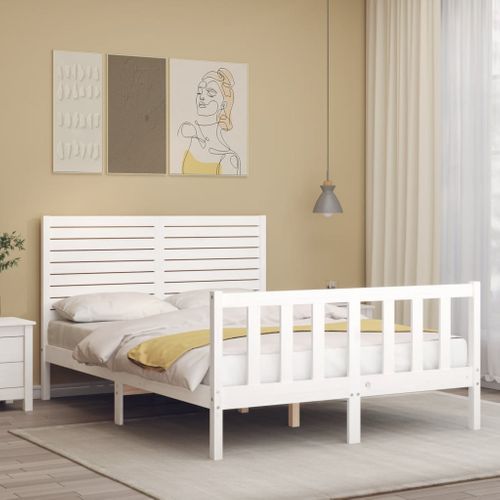Cadre De Lit Sans Matelas Blanc 120x200 Cm Bois De Pin Massif