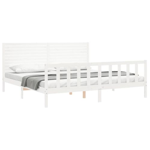 Cadre De Lit Sans Matelas Blanc 200x200 Cm Bois Massif De Pin