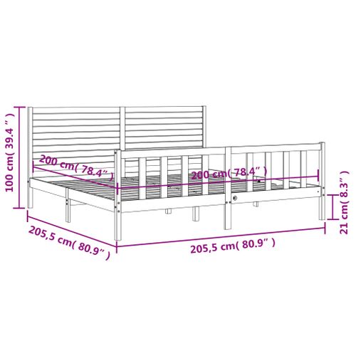 Cadre De Lit Sans Matelas Blanc 200x200 Cm Bois Massif De Pin