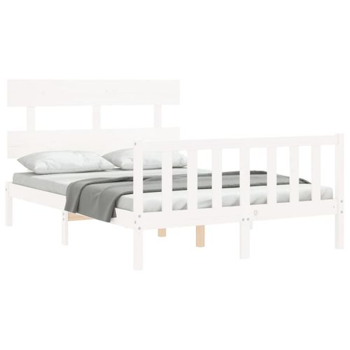 Cadre De Lit Sans Matelas Blanc 120x200 Cm Bois De Pin Massif