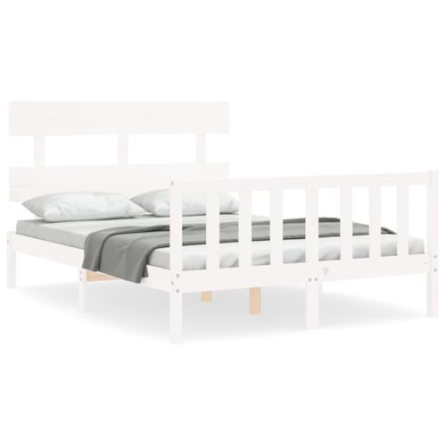 Cadre De Lit Sans Matelas Blanc 120x200 Cm Bois De Pin Massif
