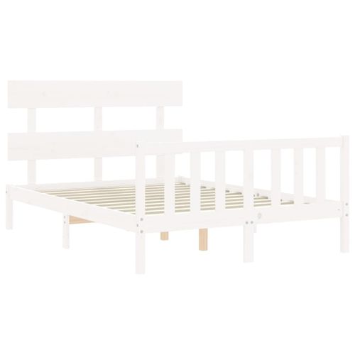 Cadre De Lit Sans Matelas Blanc 120x200 Cm Bois De Pin Massif