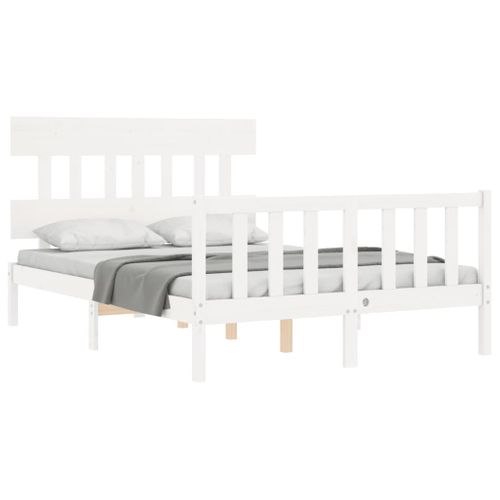 Cadre De Lit Sans Matelas Blanc 120x200 Cm Bois De Pin Massif
