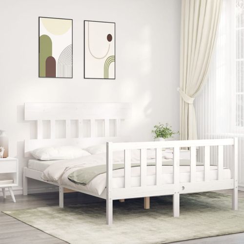 Cadre De Lit Sans Matelas Blanc 120x200 Cm Bois De Pin Massif