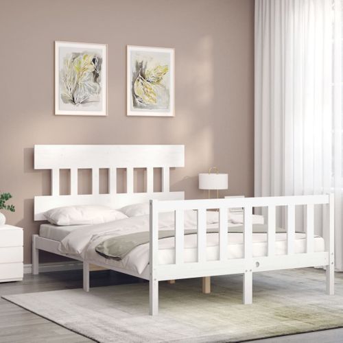 Cadre De Lit Sans Matelas Blanc 120x200 Cm Bois De Pin Massif