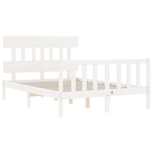 Cadre De Lit Sans Matelas Blanc 120x200 Cm Bois De Pin Massif