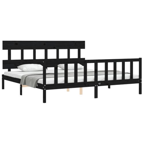 Cadre De Lit Sans Matelas Noir 200x200 Cm Bois Massif De Pin