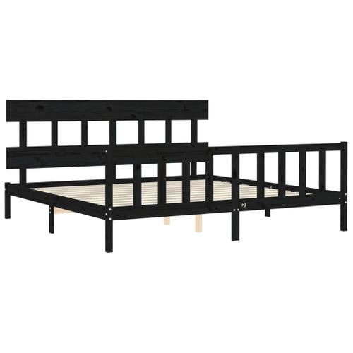 Cadre De Lit Sans Matelas Noir 200x200 Cm Bois Massif De Pin
