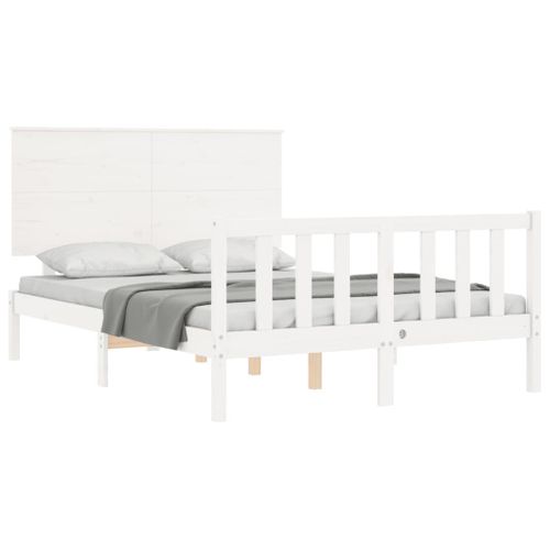 Cadre De Lit Sans Matelas Blanc 120x200 Cm Bois De Pin Massif