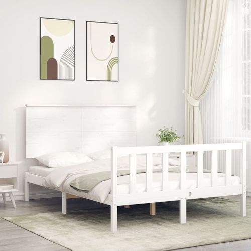 Cadre De Lit Sans Matelas Blanc 120x200 Cm Bois De Pin Massif
