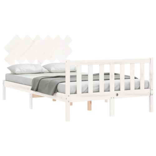 Cadre De Lit Sans Matelas Blanc 120x200 Cm Bois De Pin Massif