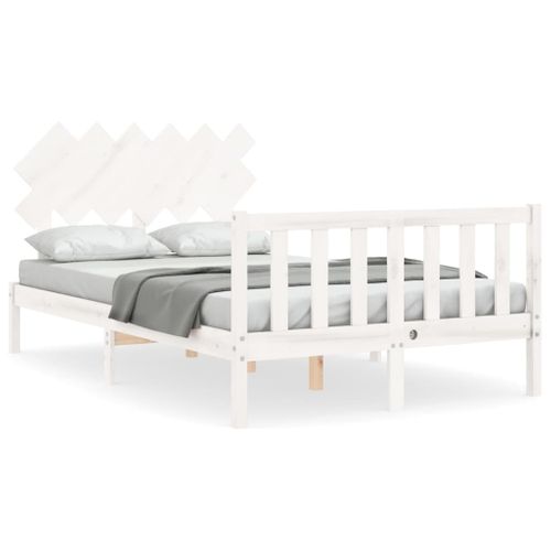 Cadre De Lit Sans Matelas Blanc 120x200 Cm Bois De Pin Massif