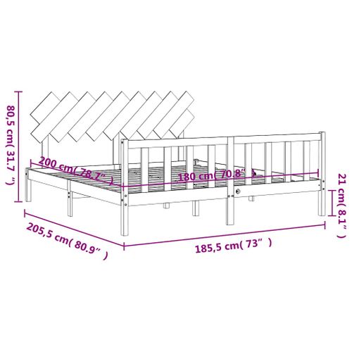 Cadre De Lit Sans Matelas Bois Massif De Pin 180x200 Cm