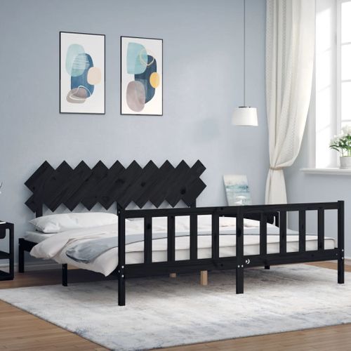 Cadre De Lit Sans Matelas Noir 200x200 Cm Bois Massif De Pin