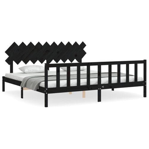 Cadre De Lit Sans Matelas Noir 200x200 Cm Bois Massif De Pin