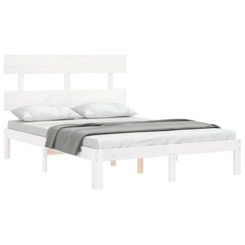 Cadre De Lit Sans Matelas Blanc 120x200 Cm Bois De Pin Massif
