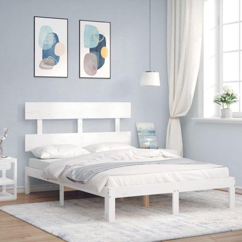 Cadre De Lit Sans Matelas Blanc 120x200 Cm Bois De Pin Massif