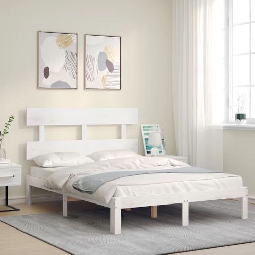 Cadre De Lit Sans Matelas Blanc 120x200 Cm Bois De Pin Massif