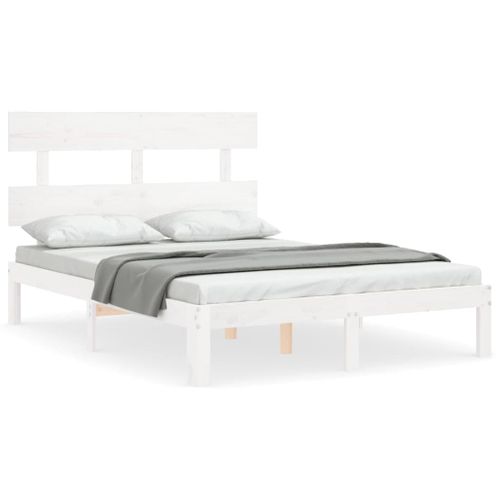 Cadre De Lit Sans Matelas Blanc 120x200 Cm Bois De Pin Massif