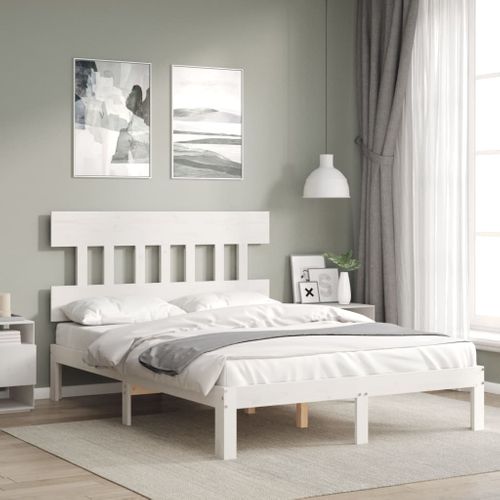 Cadre De Lit Sans Matelas Blanc 120x200 Cm Bois De Pin Massif