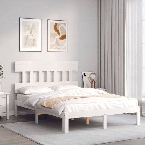 Cadre De Lit Sans Matelas Blanc 120x200 Cm Bois De Pin Massif