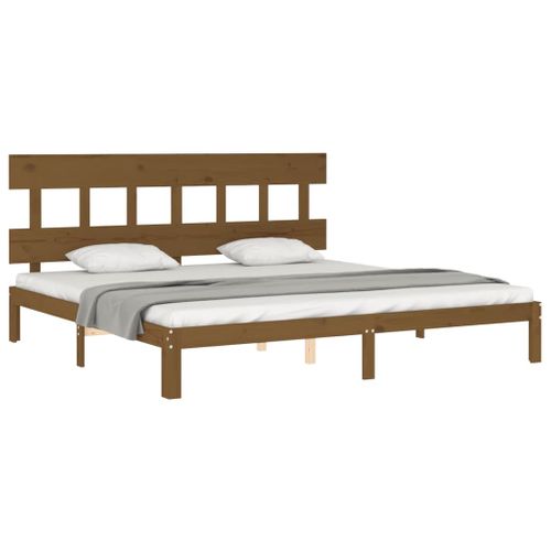 Cadre De Lit Sans Matelas Marron Miel 200x200cm Bois Pin Massif