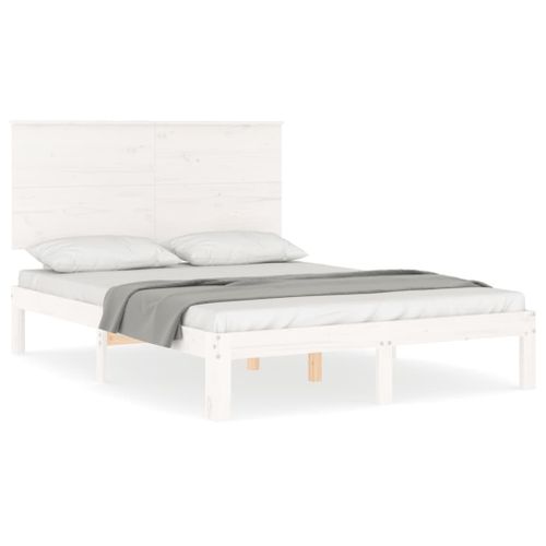 Cadre De Lit Sans Matelas Blanc 140x190 Cm Bois De Pin Massif
