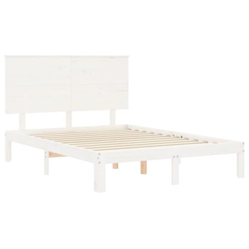 Cadre De Lit Sans Matelas Blanc 140x190 Cm Bois De Pin Massif