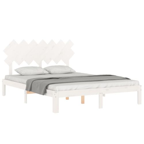 Cadre De Lit Sans Matelas Blanc 140x190 Cm Bois De Pin Massif